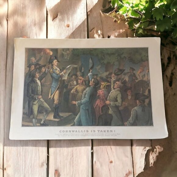 Cornwallis Is Taken Military Lithograph Print Calendar Ephemera Vtg Currier Ives - Picture 11 of 16